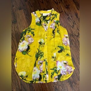 Maeve Floral Yellow Sleeveless Top size 8